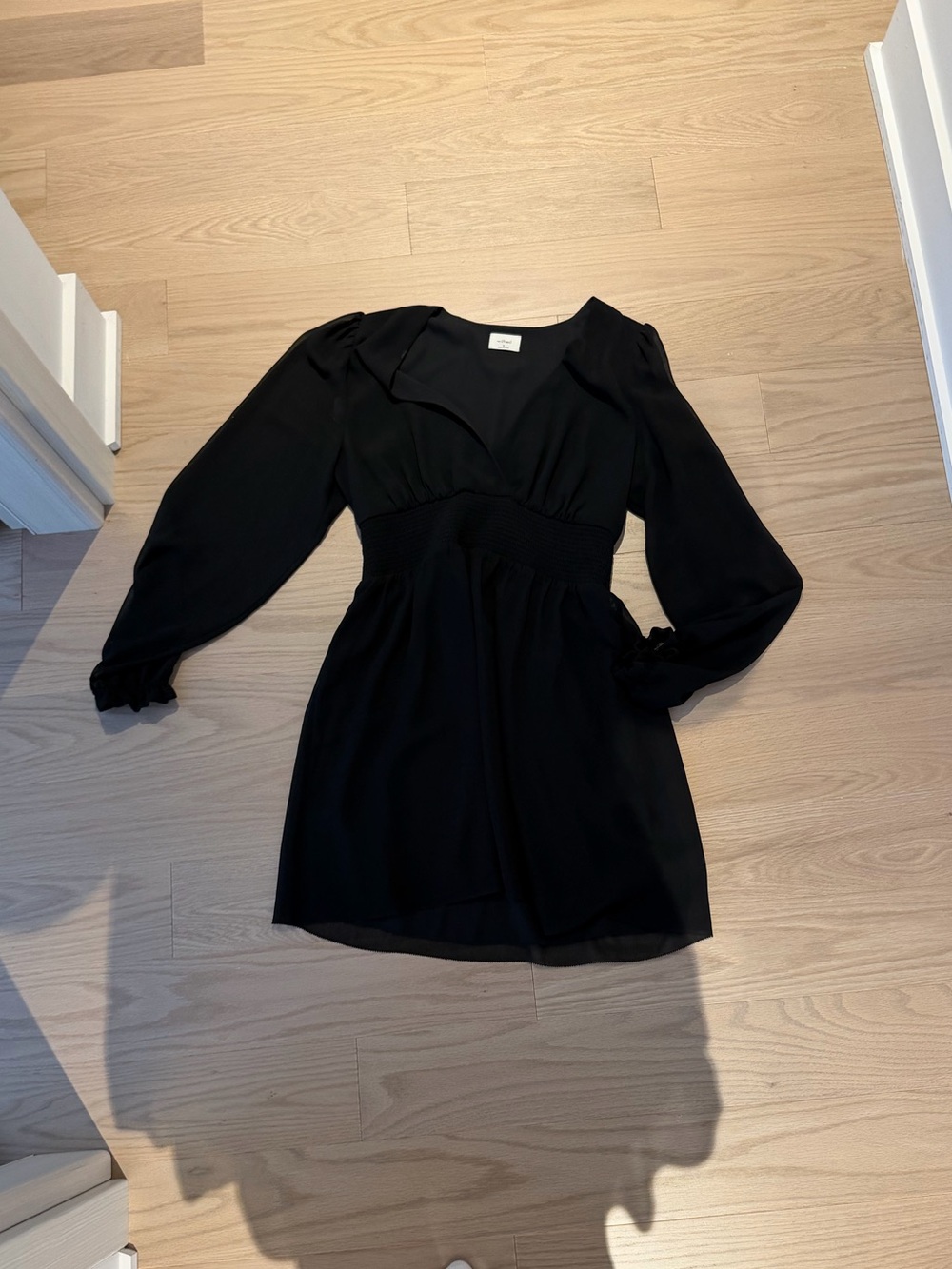 Aritzia Black Long-Sleeve Mini Dress